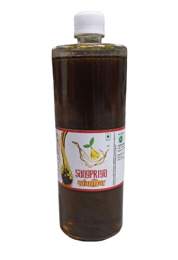 Sangpriya 1 litre black cold pressed mustard oil bottle